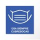 thumbnail image 1 of Señalamiento de protección civil: "Uso de cubrebocas", azul. Impreso sobre plástico estireno calibre 40, medidas: 23 x 23 cm, para interiores. Letrero, Señal restrictiva cuadrada., 1 of 3
