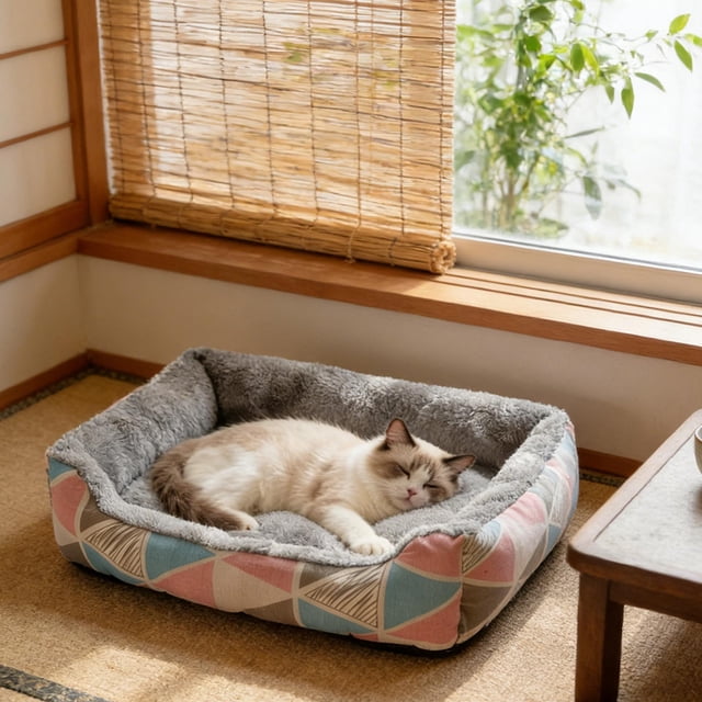 Cama cálida para mascotas, ideal para perros y gatos pequeños y grandes: una colchoneta suave y cómoda con base impermeable y antideslizante para uso en interiores.