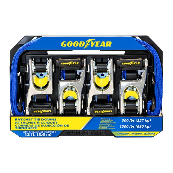 Eslingas Matraca con Trinquete Amarras Goodyear 4 Pzas 3.6 m 227 kg Carga