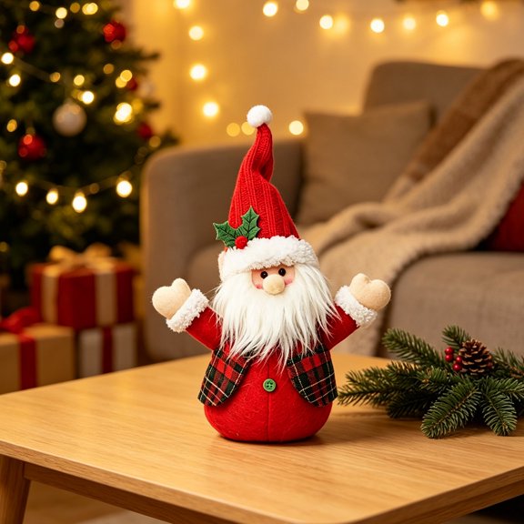 Decoraciones de Muñeca de Tela Navideña Decoraciones de figuritas de relleno suave Decoración de Mesa de Muñeca de Tela Artesanal Festiva Para la Estantería de la Casa Mantel Fiesta de Navidad