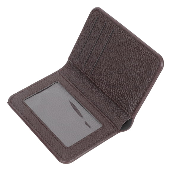 AURARMLET Cartera Slim De Cuero Café Con Bolsillo Para Monedas Y Organizador Transparente