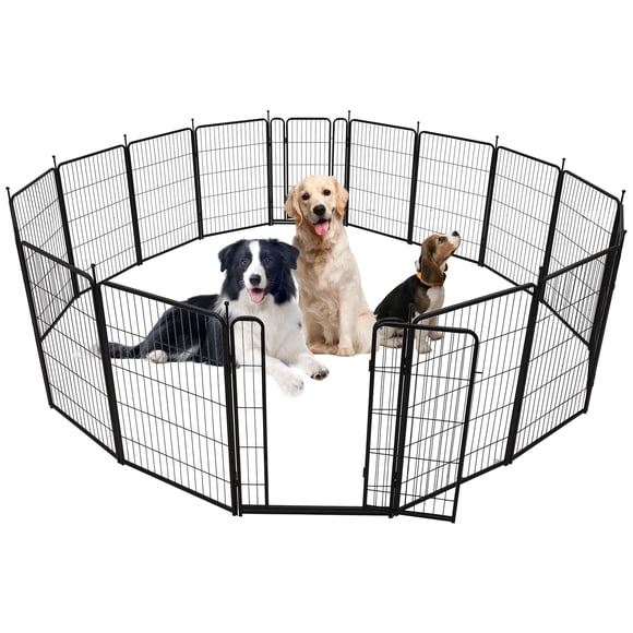 Cercado Metálico Portátil para Perros - 16 Paneles de 102 cm de Alto, Puerta Ancha y Umbral Bajo - Resistente y Fácil de Montar