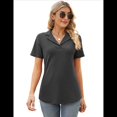 thumbnail image 3 of Camisas de Mujer con Cuello de Solapa, Cuello en V, Blusa de Corta, Blusa Informal Elegante. Gris L, 3 of 9