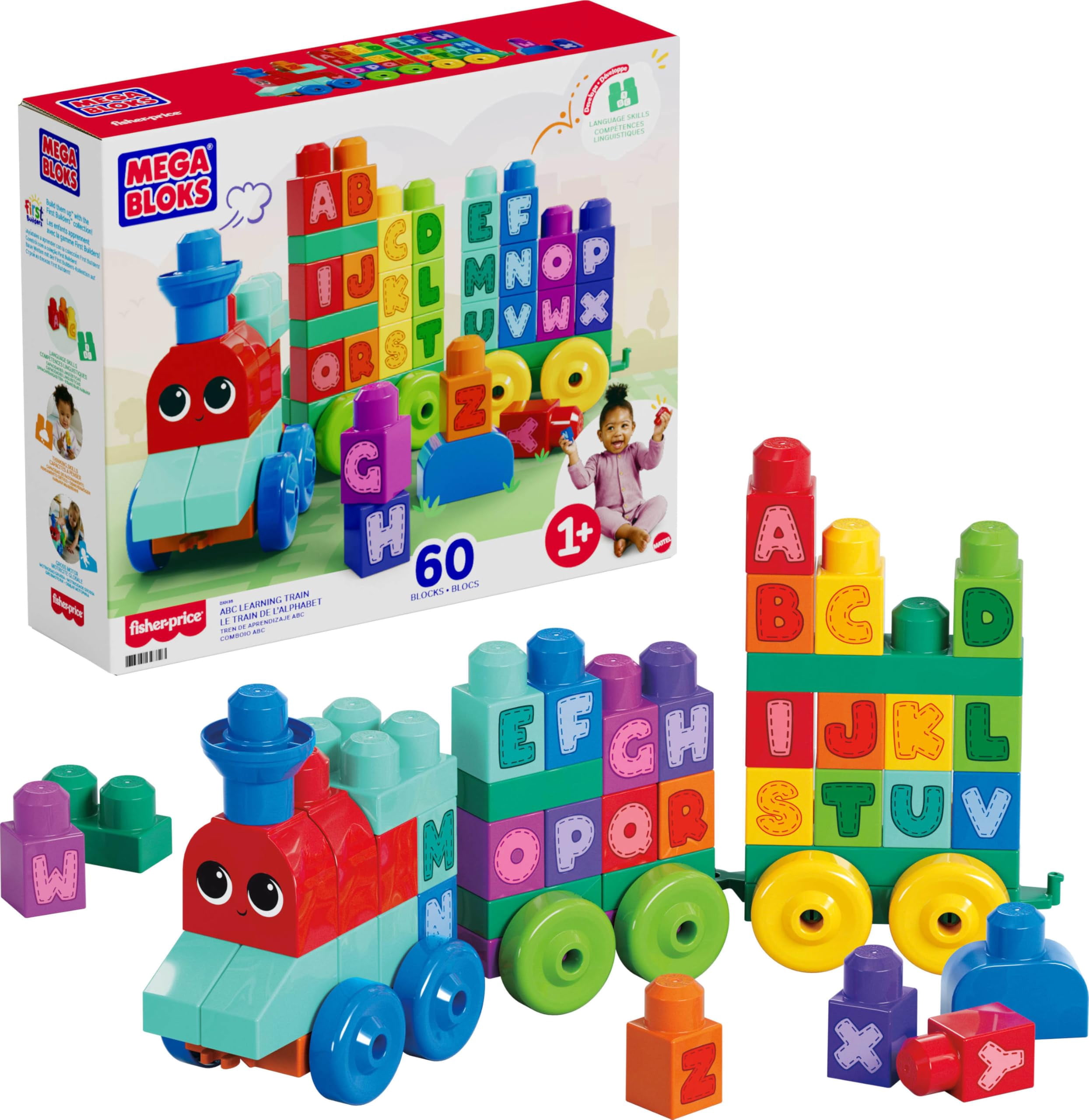Juego de juguetes Building Blocks Mega Bloks First Builders Train, 60 unidades