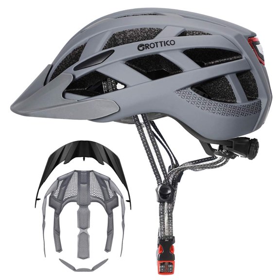 Casco de bicicleta GROTTICO para adultos Mountain Road con luz y visera