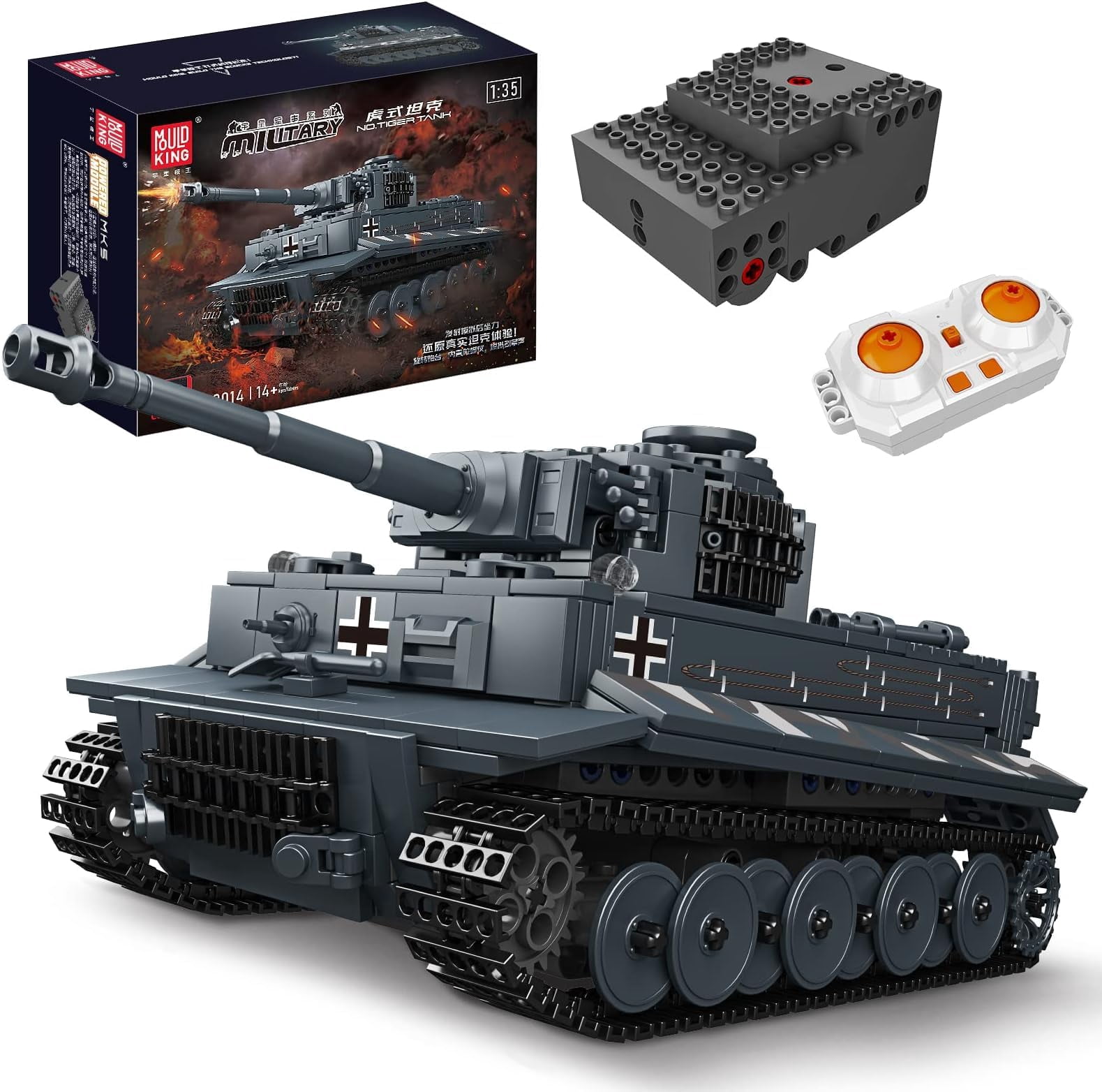 Set de bloques de construcción Mould King MOC Tiger Tank con mando a distancia