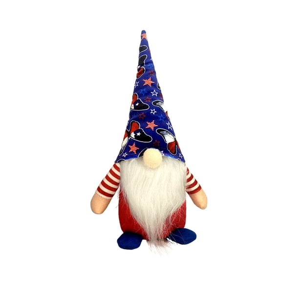 Figura de gnomo patriótico con diseño de bandera: muñeco sin rostro para la decoración del hogar en el Día de la Independencia, adorno navideño artesanal para exhibición festiva.