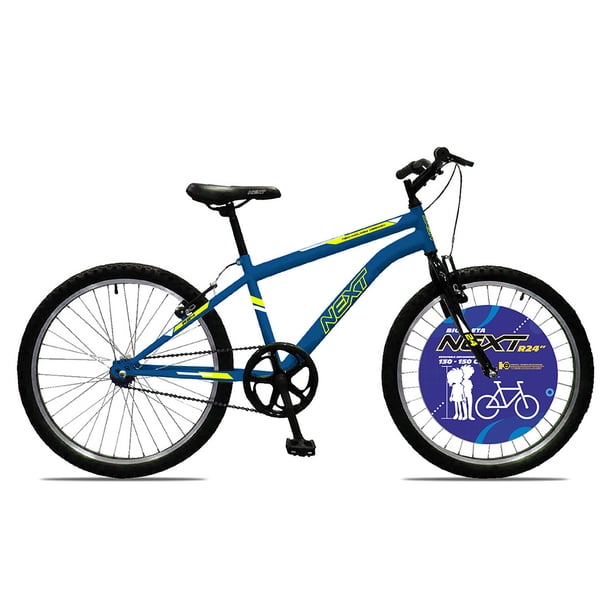 Bicicleta Next Tipo Montaña Rodada 24 una velocidad Azul / Negro Frenos "V" con Cuerpo de Acero