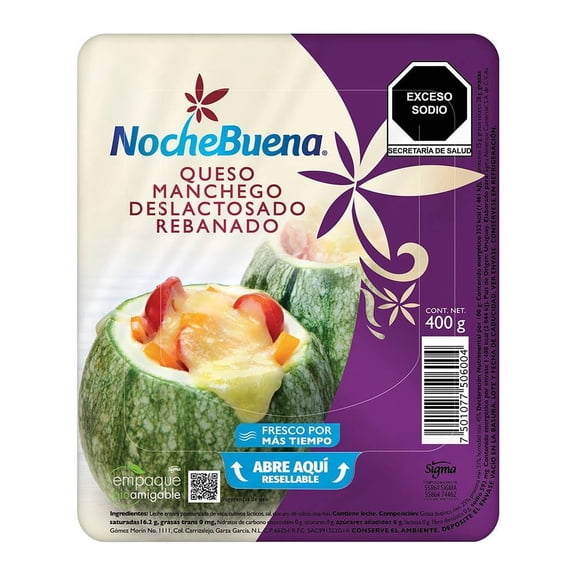 Queso manchego NocheBuena deslactosado 400 g