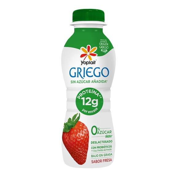 Yoghurt bebible Yoplait Griego con fresa sin azúcar añadida 220 g
