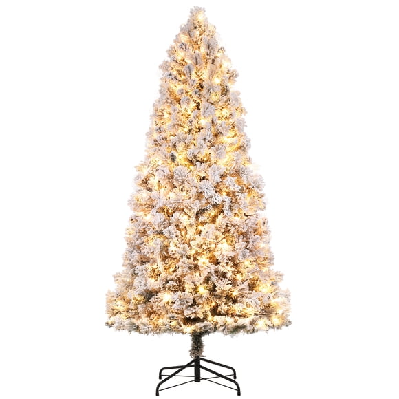 Árbol de Navidad Artificial Nevado de 1,8m - 250 Luces LED Multicolor y Blancas 8 Modos - Base Metálica Plegable - Agujas de Pino PVC - Decoración para Hogar y celebración - 6ftH, doble color