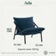 thumbnail image 2 of Silla de Metal Zinus Ada con Cojines de Memory Foam Color Azul Marino, 2 of 6