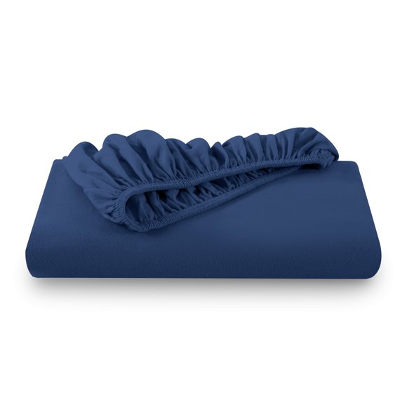 Sábana Ajustable Bare Home 100% Algodón Franela Completo Azul Oscuro