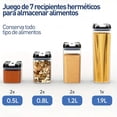 thumbnail image 2 of Juego de 7 Recipientes Herméticos para Alimentos, Bluelander, Apilables, 2 of 5