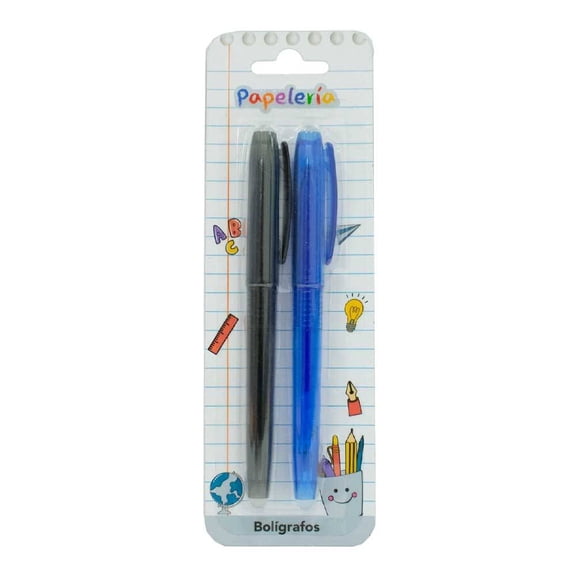 Bolígrafos Prichos Tinta Azul y Negra 14.5x1.5x.5 cm 2 Piezas