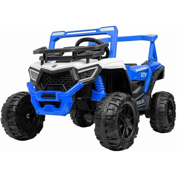 Carro Buggy Electrico Montable para Niños Carrito de Control Remoto y Manejo Directo con Luces Estereo y Pedales Funcionales con Control Remoto (Azul)
