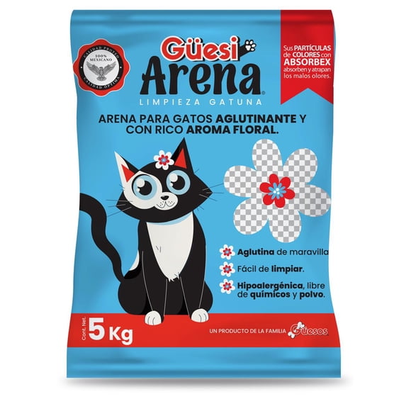 GÜESI ARENA PARA GATO ATADO FLORAL 25 Kg (5 BOLSAS DE 5 Kg)