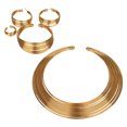 thumbnail image 4 of Metal Four-piece Suit Necklace Earring Ring Bracelet African Jewelry Set for Bridal Wedding (Gold), 4 of 6