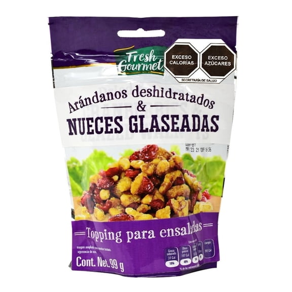 Topping para ensalada Fresh Gourmet arándanos deshidratados y nueces glaseadas 99 g
