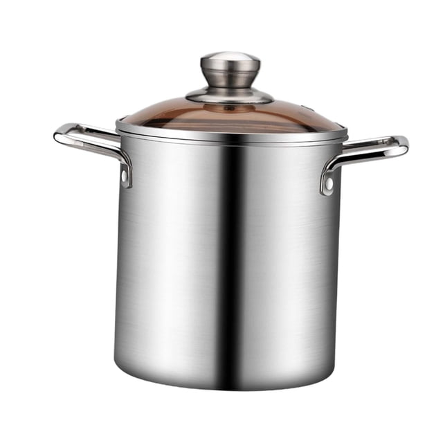 Olla freidora pequeña de acero inoxidable, utensilio de cocina japonés para freír pavo. con tapa