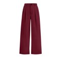 thumbnail image 5 of Amzcrzy Pantalones Vestir Mujer Color Liso S-2XL - Cintura Alta Elástica, Pliegues Frontales, Sin Cremallera, Bolsillos, Para Trabajo Rojo, 5 of 5