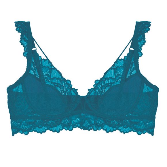 Brasier Vicky Form para Dama Medio Pad Copa Con Varilla con Encaje con Detalle de Cintas Decorativas en Escote Tipo Spaguetti Color Azul T 38B