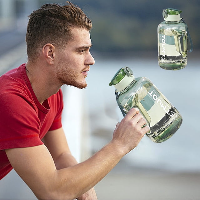 Vaso de agua de gran capacidad para deportes y fitness, botella de agua Ton Ton, resistente a altas temperaturas, cubo Ton Ton, vaso grande para el vientre, vaso recto para beber con asa de