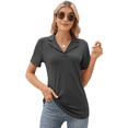thumbnail image 2 of Camisas de Mujer con Cuello de Solapa, Cuello en V, Blusa de Corta, Blusa Informal Elegante. Gris S, 2 of 9