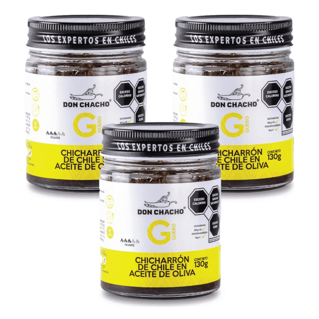 Chicharrón de Chile Güero en Aceite de Oliva Don Chacho 3Pack de 140 gr
