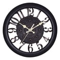 thumbnail image 1 of Reloj de pared grande, reloj retro europeo con números arábigos grandes, silencioso para interiores. Negro, 1 of 8