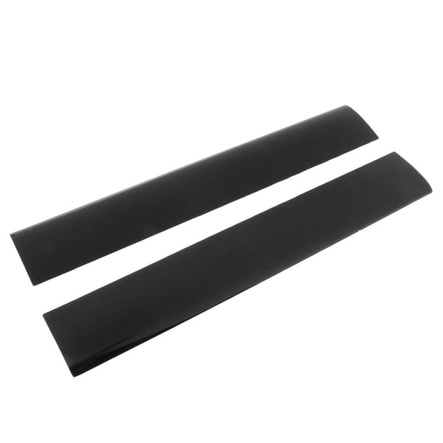 caja frontal de carcasa cubierta de placa frontal izquierda derecha piezas de reparación para consola ps3 slim 4000 Repuesto negro: vista cenital de par de cubiertas frontales largas y rectangulares con acabado liso y brillante, medidas 290 x 47 x 1 mm, pieza izquierda y derecha sobre fondo blanco, adecuada como reemplazo del panel frontal de PS3 Slim 4000.