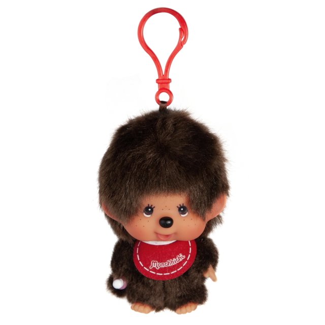 Llavero Monchhichi 13 cm Niño con Babero Rojo de Peluche