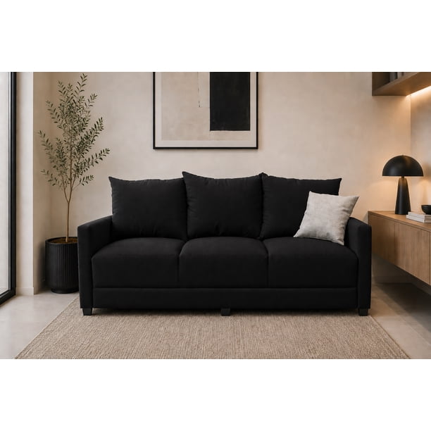 Sofa El Bazar Store Atlanta Lino Negro 3 plazas Modular Moderno