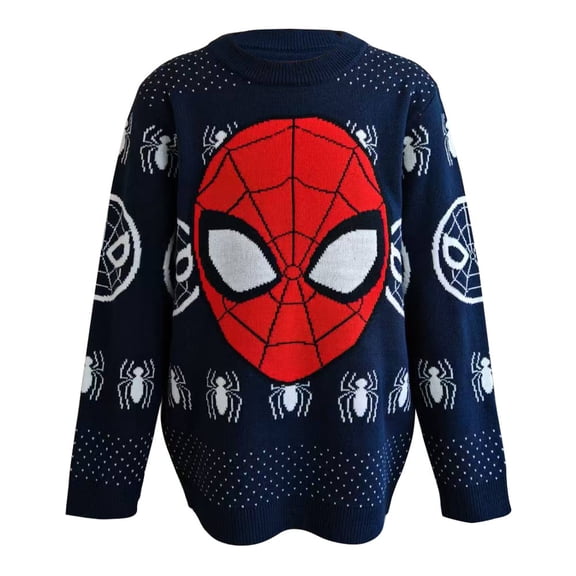 Sueter Spiderman para Niño, Tejido Estilo Navideño, Marino Talla 10