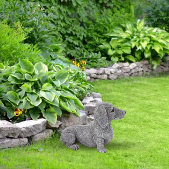 Estatua De Perro De Jardín, Estatuilla De Perro Salchicha, Resina Sintética Vívida Antidecoloración, Coleccionable Para Patio