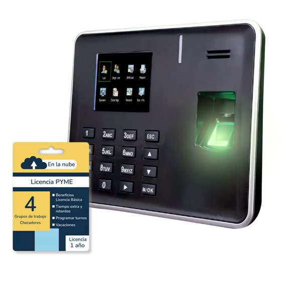 BioNet Reloj checador biométrico serie A, más licencia PYME, asistencia de tiempos de 25 empleados por huella digital, máquina para fichar, marcar tarjeta, control de asistencia