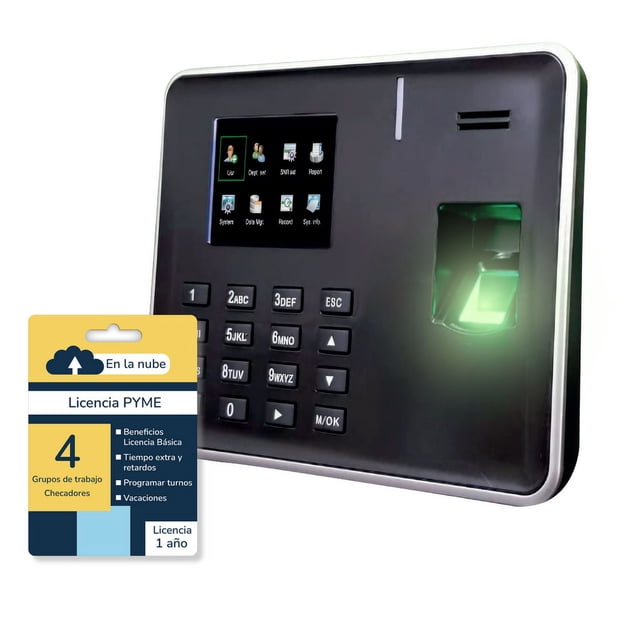 BioNet Reloj checador biométrico serie A, más licencia PYME, asistencia de tiempos de 25 empleados por huella digital, máquina para fichar, marcar tarjeta, control de asistencia