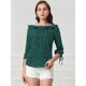thumbnail image 3 of Blusa de lunares Allegra K de verano con cuello con volantes Verde M, 3 of 6