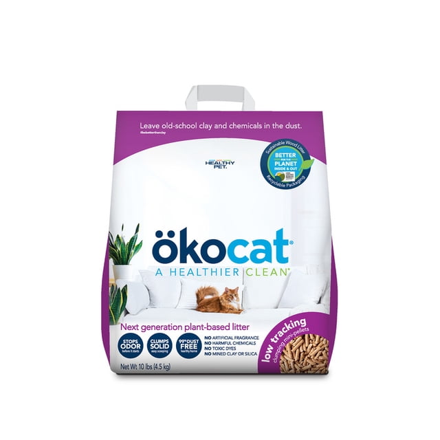 Arena para gatos Okocat Low Tracking Small, aglomerante, pellets, 4.5 kg