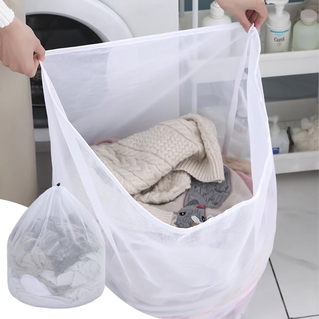 Large Mesh Laundry Bags with Drawstring, Delicates Wash Bag, Bra Sweater Protector, Machine Washable Garment Organizer, Reusable Fine Mesh Laundry Bag for Socks Lingerie Activewear Shoe Storage