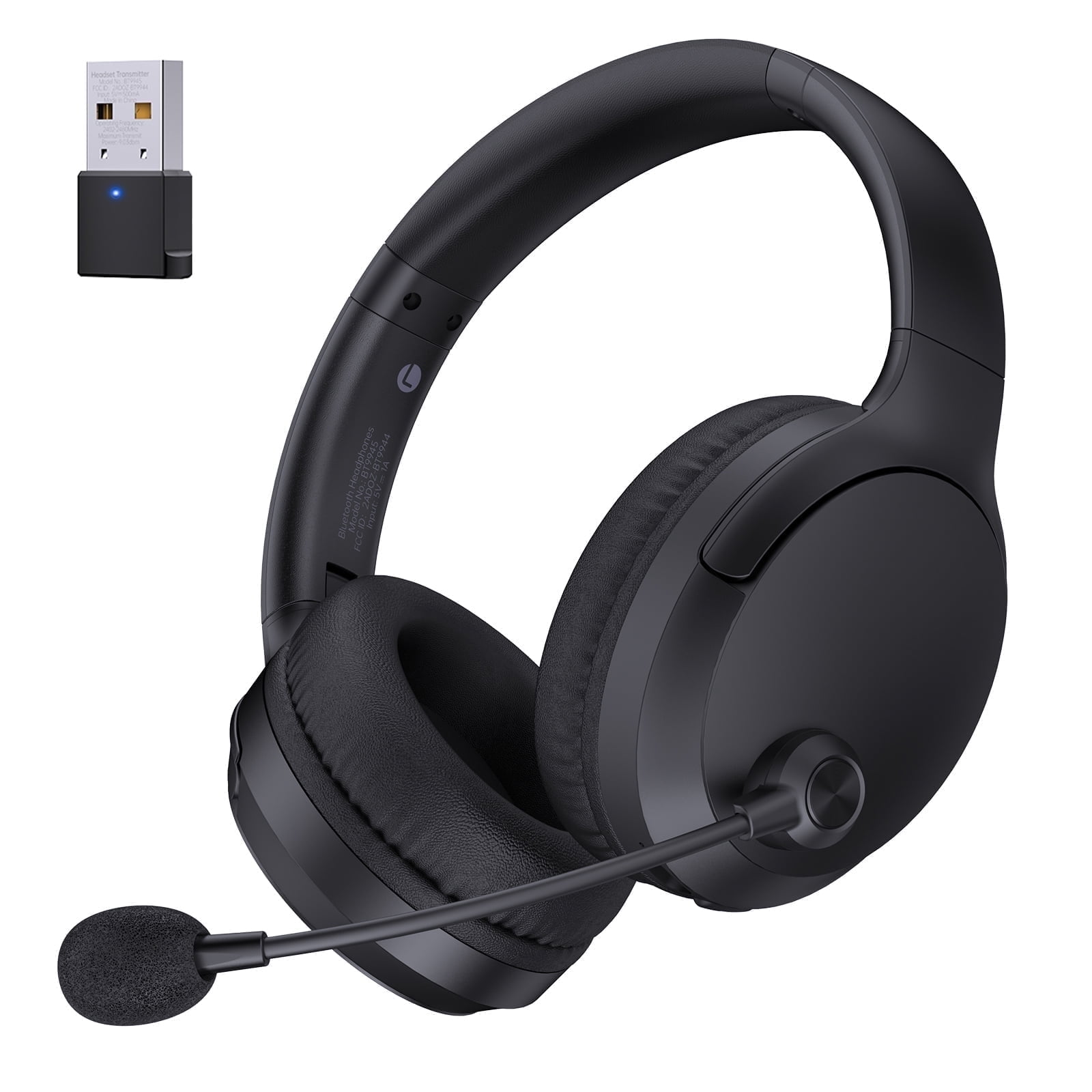 AYEDLOE Auriculares Inalámbricos con Micrófono con Cancelación de Ruido para el Trabajo, Auriculares Bluetooth V5.3 con Micrófono para Laptop, Teléfono PC, Negro