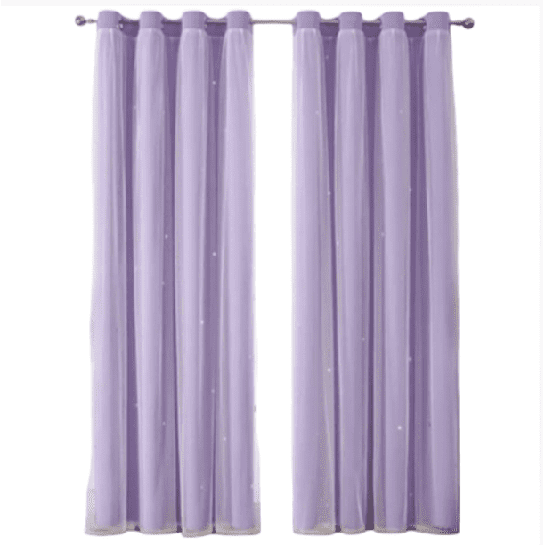 2 Cortinas Diseño Con Estrellas Modelo Morado