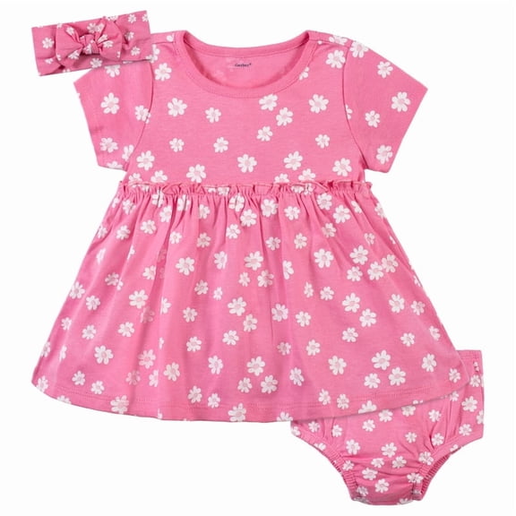 Set Gerber 1 Vestido, 1 Cubre pañal y 1 Diadema Niña Talla 12M