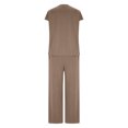 thumbnail image 2 of TaTaai Women Spring Summer Comfortable Solid Sports Set V-Neck Short Sleeve Top Long Pants with Pockets Ladies Daily Office Street Wear Non-See-Through Machine Washable Stylish Set Gift, 2 of 9