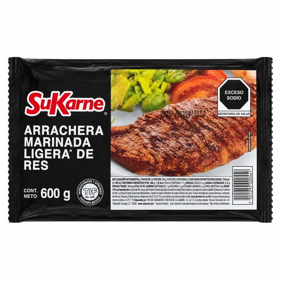 Arrachera De Res Sukarne Marinada Ligera 600 G