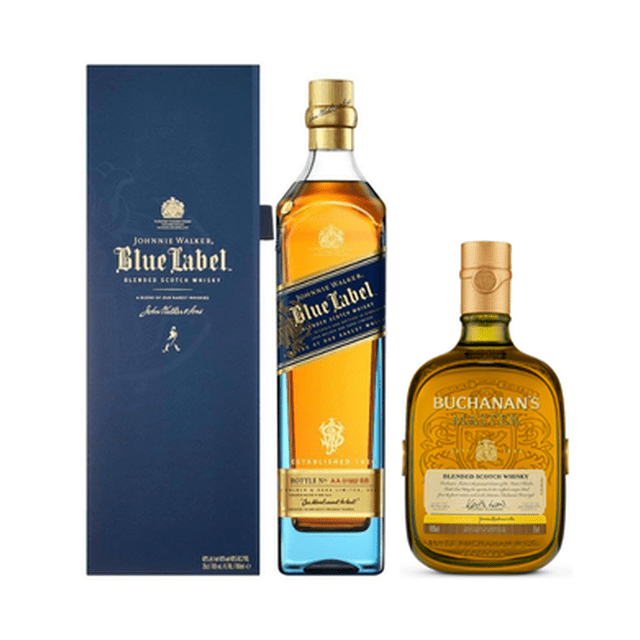 Whisky Johnnie Walker Blue Label 750 ml con Buchanan's Master 750 ml