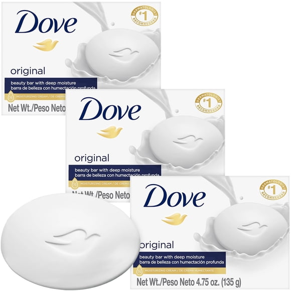 Barra de belleza original Soap Dove, paquete de 3, 140 ml, hidratante