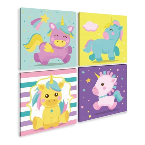 Set 4 Cuadros Unicornios