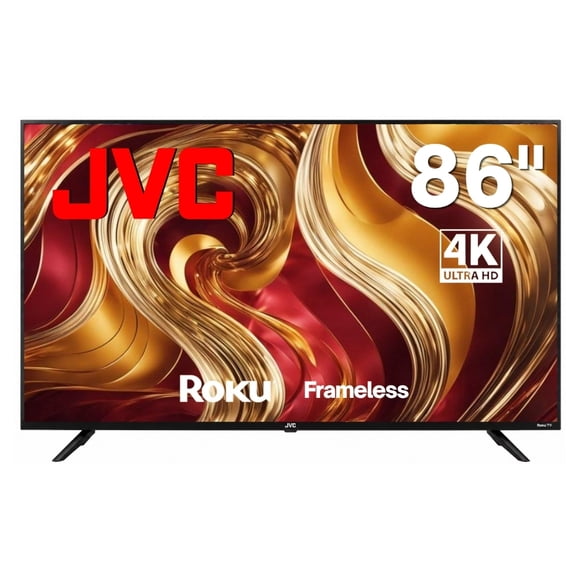 JVC Smart TV 86 pulgadas 4K UHD LED Frameless Roku TV WiFi 4 HDMI 2 USB AV Netflix YouTube Prime Video Modelo SI86URF