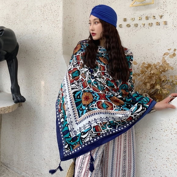 Nvzi Bufanda ligera con estampado floral, chal largo, chal para la cabeza para todas las estaciones, J